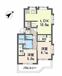 ハイツしらい 2階3DKの間取り