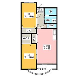 エトワール 2LDKの間取図画像