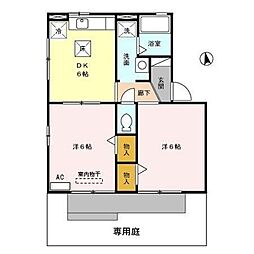 サンハイム一色D 2DKの間取図画像