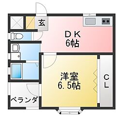 ガーデンM&MA 1DKの間取図画像