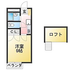 ウイングコート中藤A 1Kの間取図画像