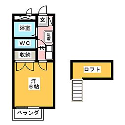 ウイングコート中藤A 1Kの間取図画像