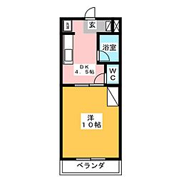コーラルリーフ 1DKの間取図画像