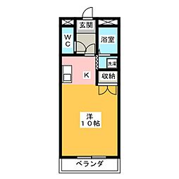 ラ・メゾン21 1Kの間取図画像