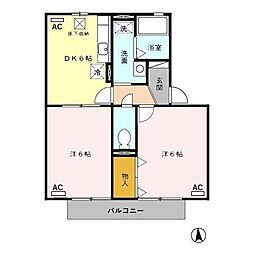 アルファヴィレッジえじまA 2DKの間取図画像