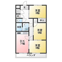 ハイツ北山 3DKの間取図画像