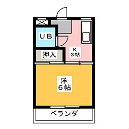 サンシャイン東橋良 1Kの間取図画像