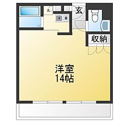 フォーチュンシティマンション ワンルームの間取図画像