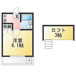 ココット 1Kの間取図画像