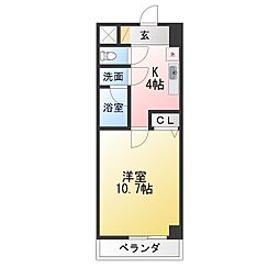 アーバンシティー弥生 1Kの間取図画像