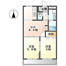 カーサアルコバレーノ 2LDKの間取図画像