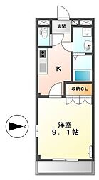 エルヴェ東小向2 1Kの間取図画像
