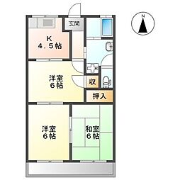 コーポラス管石 3Kの間取図画像