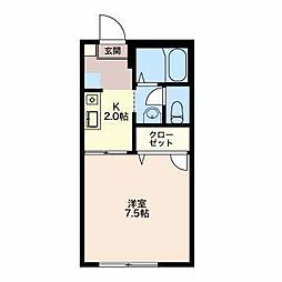 グリーンヒルズ3 1Kの間取図画像