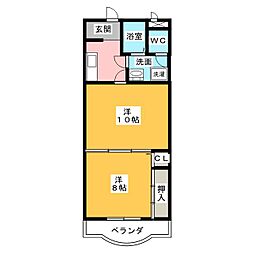 ルミナス中浜 2Kの間取図画像