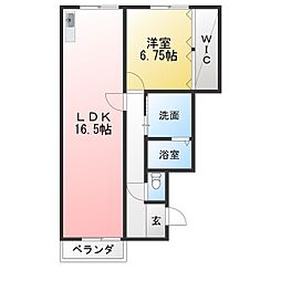 ソレイユ神野 1LDKの間取図画像