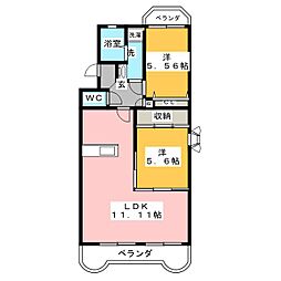 ベルセゾン2 2LDKの間取図画像