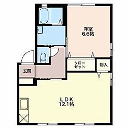 カーサベルデ1 1LDKの間取図画像