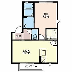 メルヴェーユ西沢B 1LDKの間取図画像