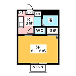 ディアス羽根井 1Kの間取図画像