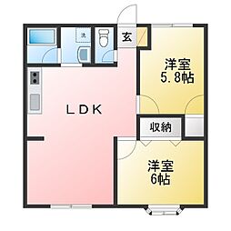 フォレスタTC2 2LDKの間取図画像