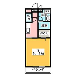 コーポシーダーローズ 1Kの間取図画像