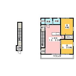 キャプリコーンエスA 2LDKの間取図画像