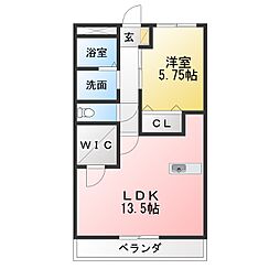 アゼリア神野B 1LDKの間取図画像