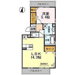 カーサデュエットB 1LDKの間取図画像