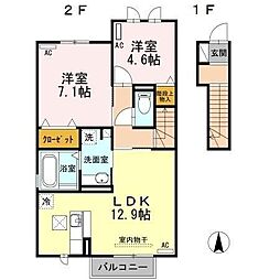 セゾン藏 2LDKの間取図画像