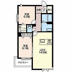 ミッドヒルズ豊橋 2LDKの間取図画像