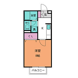 エスペランサ上池 1階1Kの間取り