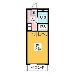 エスポワール雅 1Kの間取図画像
