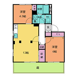 エスト山一　B棟 1階2LDKの間取り