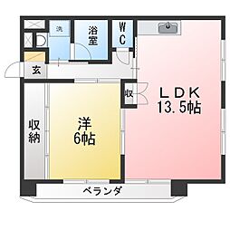 ベレッツァ白山 1LDKの間取図画像
