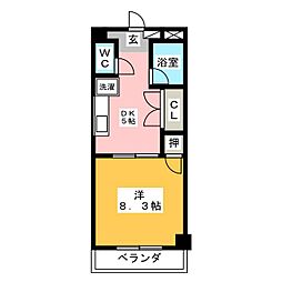 セントラーレ青山23 4階1DKの間取り