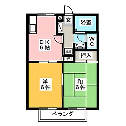サンライフ天神 2階2DKの間取り
