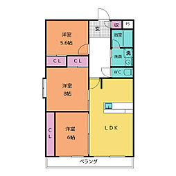 サニーコート清城 3LDKの間取図画像
