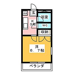 苺マンション 1Kの間取図画像