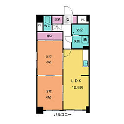 シャトー新宮 2LDKの間取図画像