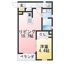 桐ヶ丘荘 1LDKの間取図画像