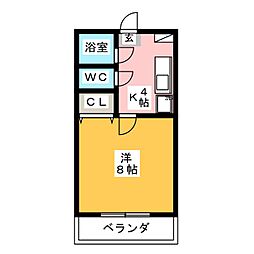 アルファ・B 1Kの間取図画像