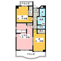 クレールナデシコ 2LDKの間取図画像