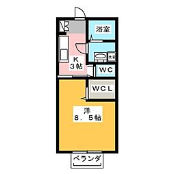メゾン富貴 1階1Kの間取り