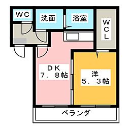 コスモハイツ池合橋A 1DKの間取図画像