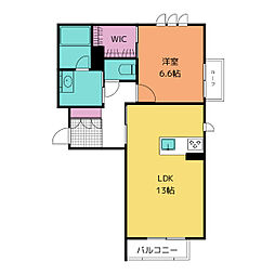 Springs上条 1LDKの間取図画像
