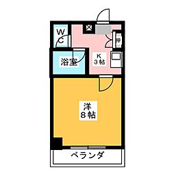 シャイン名藤 1Kの間取図画像