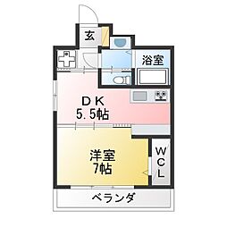 IVYCOURT19 1DKの間取図画像