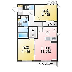 リジュール 2LDKの間取図画像