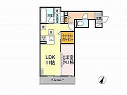 K Front 1LDKの間取図画像